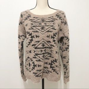 BB Dakota Beige and Black Patterned Sweater